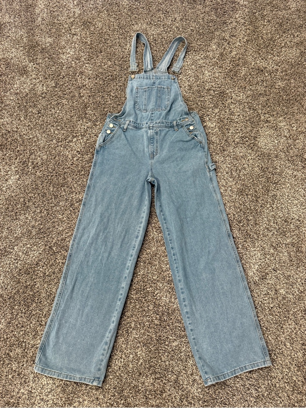 RSQ Denim Overalls Women’s Small Light Wash Wide Leg Baggy Utility Overalls